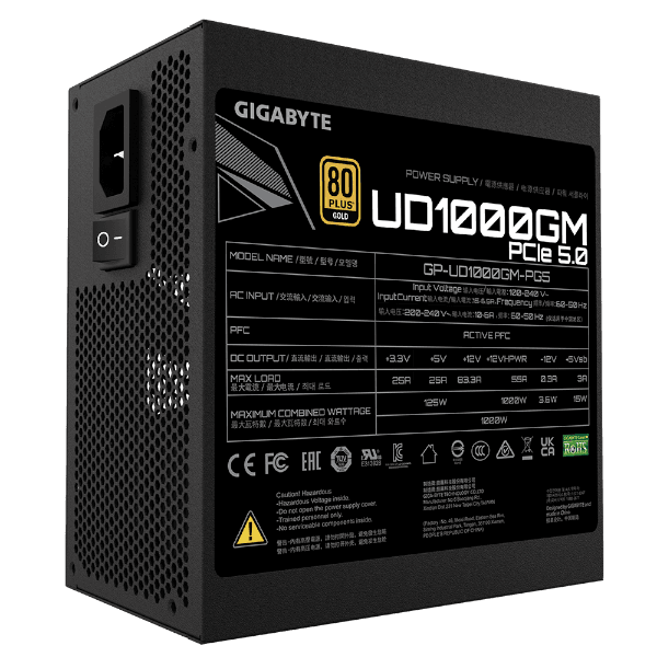 ספק כוח Gigabyte UD1000GM PG5 1000W PCIE 5.0 ready 80 PLUS Gold