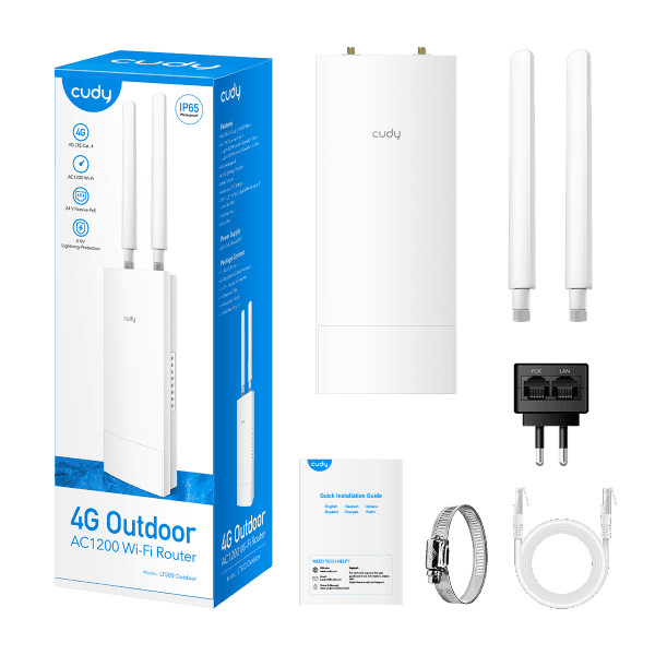 נתב מוקשח אלחוטי כולל מודם סלולרי CUDY LT500 OUTDOOR 4G LTE