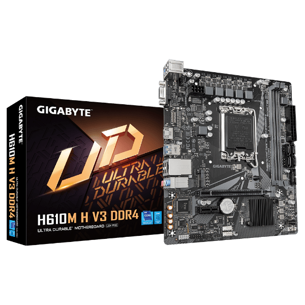 לוח לאינטל דור 12-14 Gigabyte H610M H DDR4 V3 REV1.0 VGA HDMI