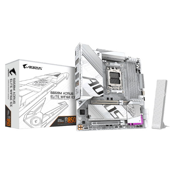 לוח אם Gigabyte B850M AORUS ELITE WIFI6E ICE M-ATX DDR5 AM5 2.5GB