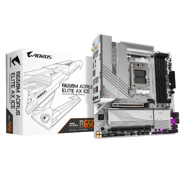 לוח Gigabyte B650M A ELITE AX ICE ATX AM5 WIFI BT PCIE5.0 White