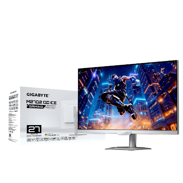 מסך גיימינג לבן Gigabyte M27Q2 ICE 27 Inch 2K SS IPS 1Ms 200Hz