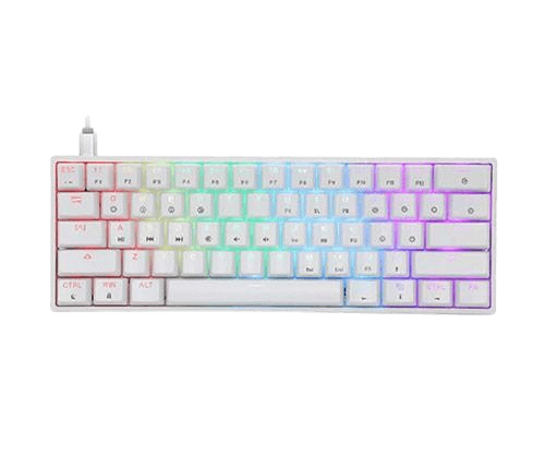 מקלדת גיימינג אופטו־מכנית לבנה SKYLOONG GK61 RGB Glacier Yellow