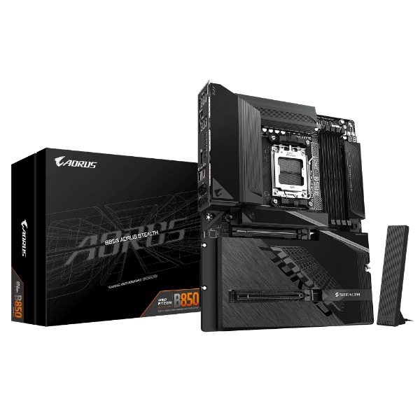 לוח אם עם מחברי חשמל מאחור Gigabyte B850 A STEALTH AM5 DDR5 WIFI7